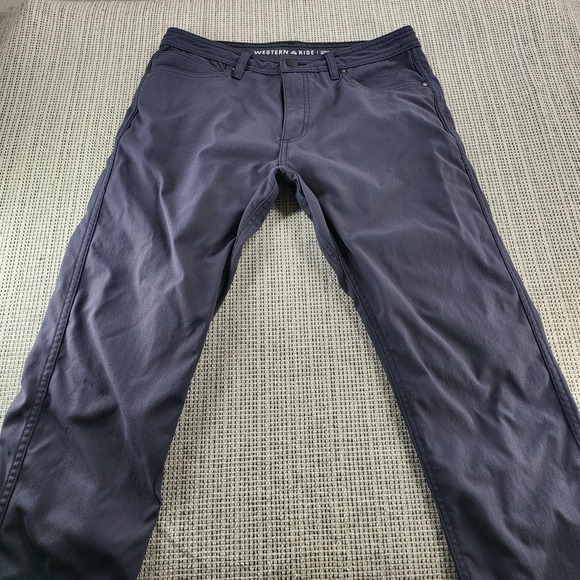 Western Rise Pants Mens 33x32 Gray Performance Chino‎ Stretch Made In USA Travel
